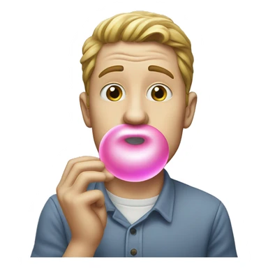 White man blowing bubble gum sticker