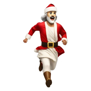 skipping sprint Jesus santa costume sticker