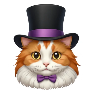 fluffy cat with a top hat sticker