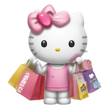 Hello kitty with shopping  sticker