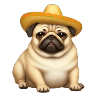 a sleeping fat pug wearing a sombrero sticker