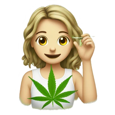 Girl smocking marijuana and saying hello sticker