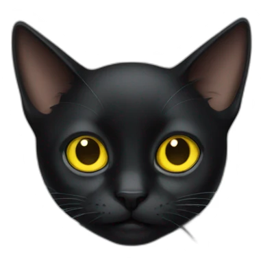 a black cat with yellow big eye sticker