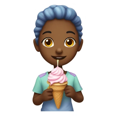 girl eating ice cream while on a dinasour  sticker