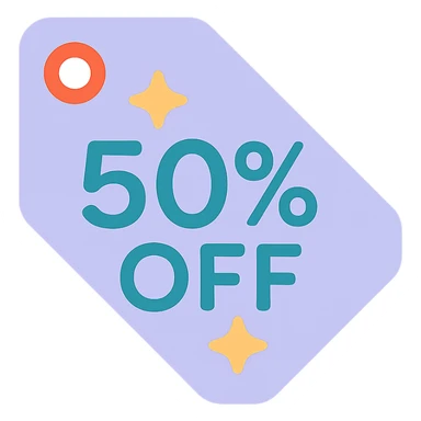 label with hand lettering 50% off with stars  sticker