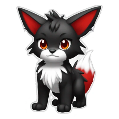 Anthro-Edgy-Cool-Dark-Black-White-Red-Contrast-Colors-Fantasy-Fur-Sona-Chibi-Shiny-Fakémon-Hybrid full body sticker