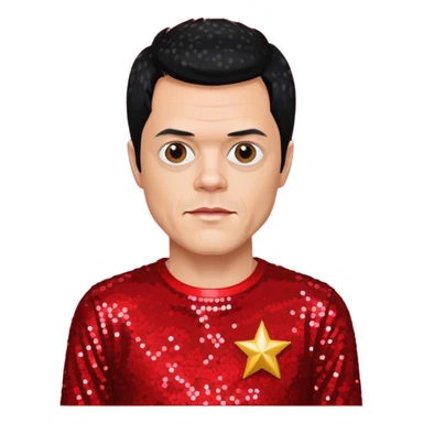 Johnny Knoxville from Jackass with black hair, red sequin outfit sticker