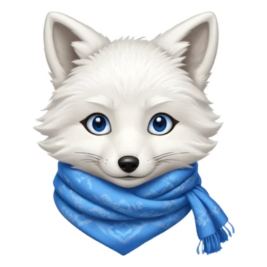 a white fox with blue eyes wearing a blue scarf sticker