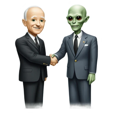 alien shakes hands with president Entsenhower

 sticker