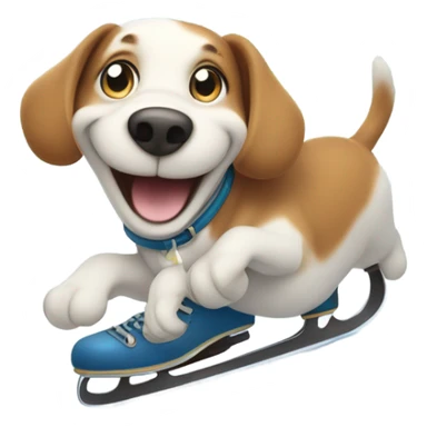 Happy dog skating on ice sticker