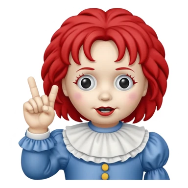 raggedy ann doll flipping off with middle finger creepy  sticker