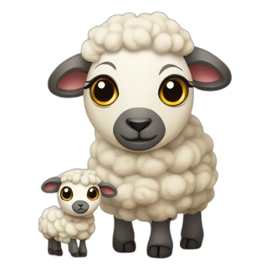 mummy sheep and baby sheep sticker