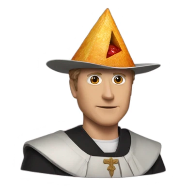 Geoff keighley with dorito pope hat sticker