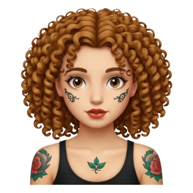 curley hair tattoo girl, full on face. sticker