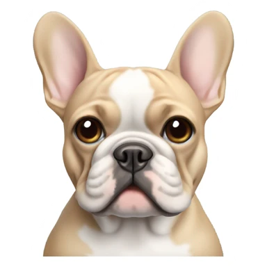 A blue and tan French bulldog with an iPad sticker
