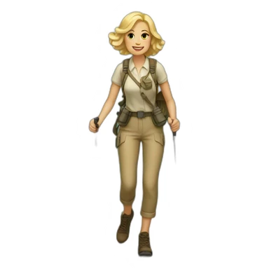 20s blonde women hiking a hill (full body) sticker