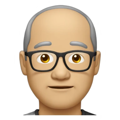 fifty year old small-flat-head-Chinese-man with eyeglasses wearing black-hoodle sticker