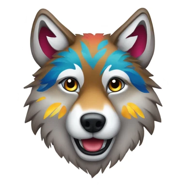 Wolf wearing emoji sticker