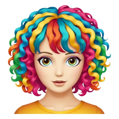 curly colorful party wig sticker