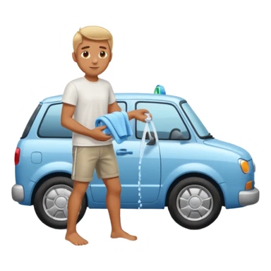 man washing a car on the street sticker