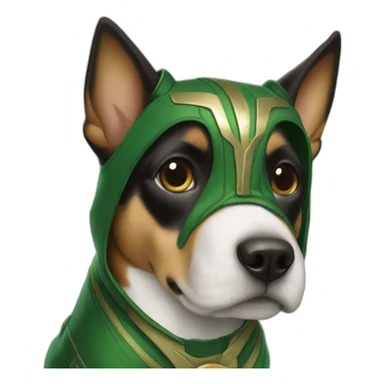Dog in Loki costume marvel detail sticker