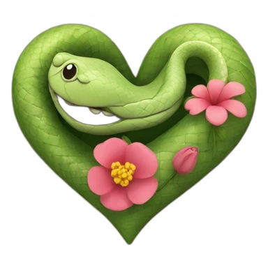 Romantic heart with a snake and a flower rapped around it sticker