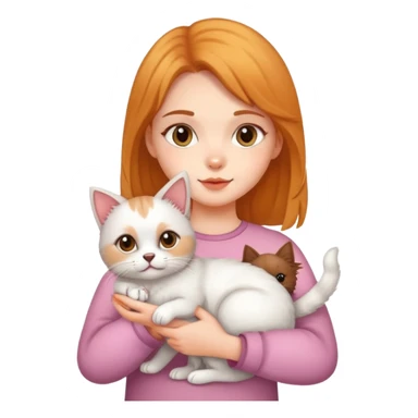 Girl holding a cat and a dog sticker