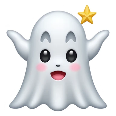 ghost kawai star white sticker
