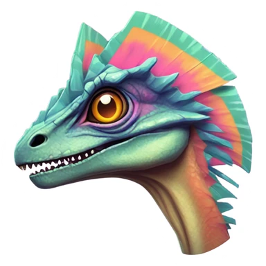 Vaporwave dilophosaurus head logo sticker