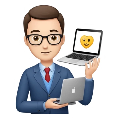 male teacher holding a laptop, teaching online sticker