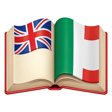 Italian to English dictionary book cover with Italian and English flags sticker