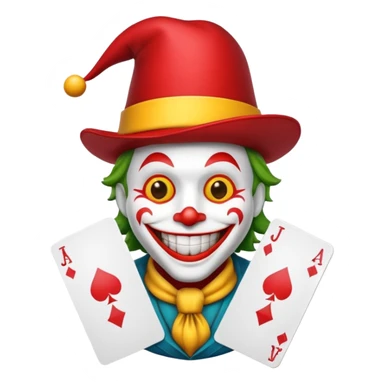 poker card with a funny jolly joker inside the card sticker