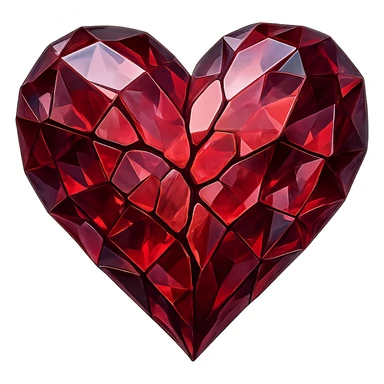 heart with a shattered gemstone effect, remove background sticker
