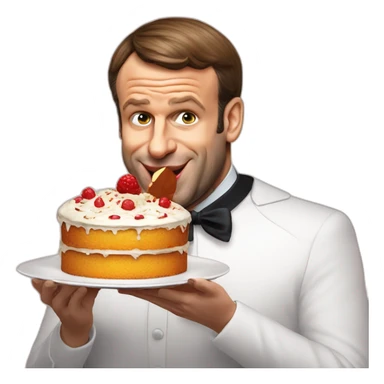 emmanuel macron extremely fat eating cake sticker
