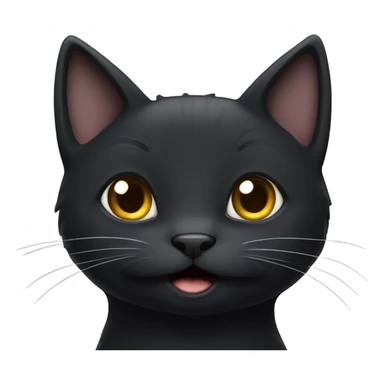 Black cat with white neck with silly face sticker