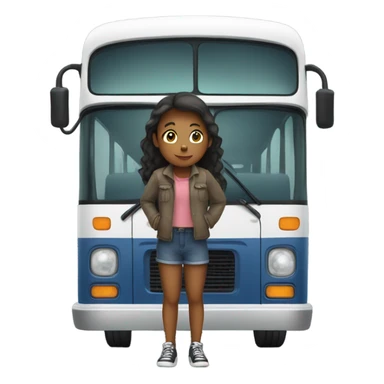 Girl with bus in top of her sticker