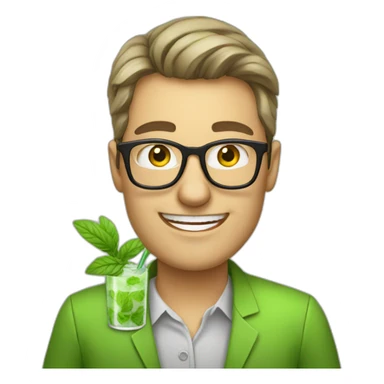 white teacher with glasses drinking mojito sticker