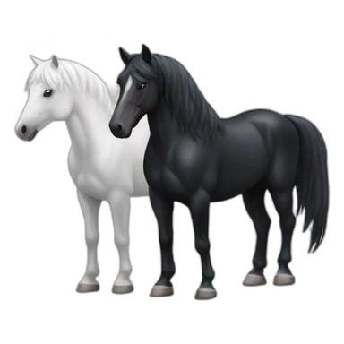 Black horse and white horse sticker
