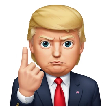 Donald  Trump shows one finger sticker
