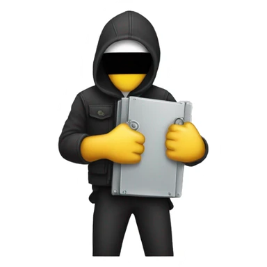 emoji thief hiding stolen CPUs behind his back sticker
