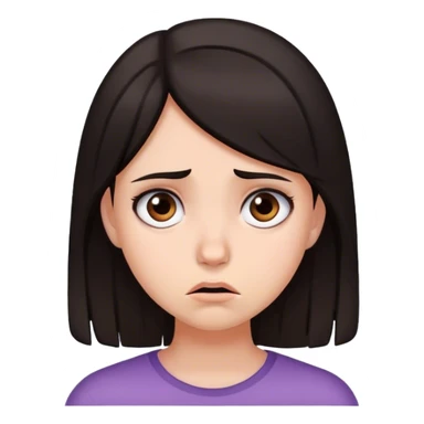 girl with dark hair looking very worried sticker