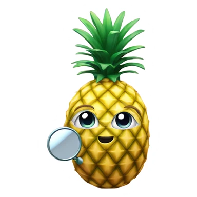 3D elegant pineapple🍍  with big shiny eyes 👀 pineapple holds mirror with its reflection 🪞🍍 sticker