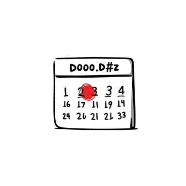 Hand-drawn calendar with important date circled in red sticker