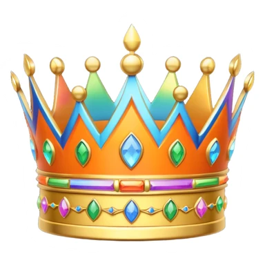 3d crown orange in color with rainbow inlay sticker