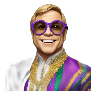 elton john wearing KREWE eywear sunglasses mardi gras sticker