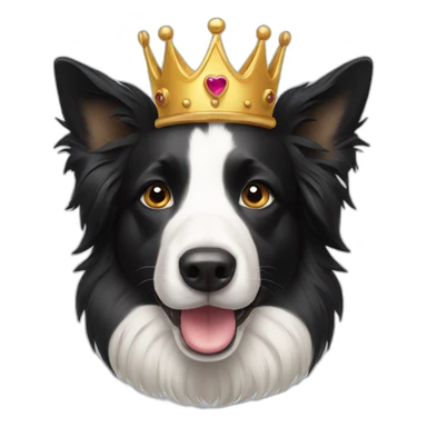 Border collie with a crown sticker