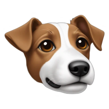 Jack russel noir et blanc avec des taches marron avec oreille dressée sticker