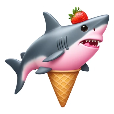 Pink Shark with a strawberry ice cream sticker