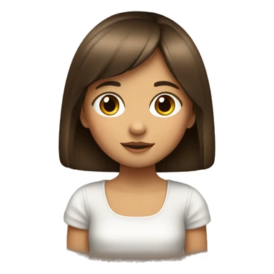 Niña con flequillo y pelo largo y marron sticker