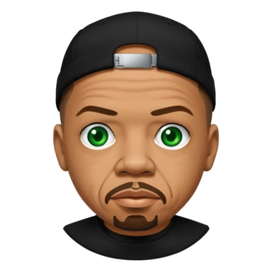 Ice T, Rapper with tan skin, green eyes, dark brown hair, black outfit sticker